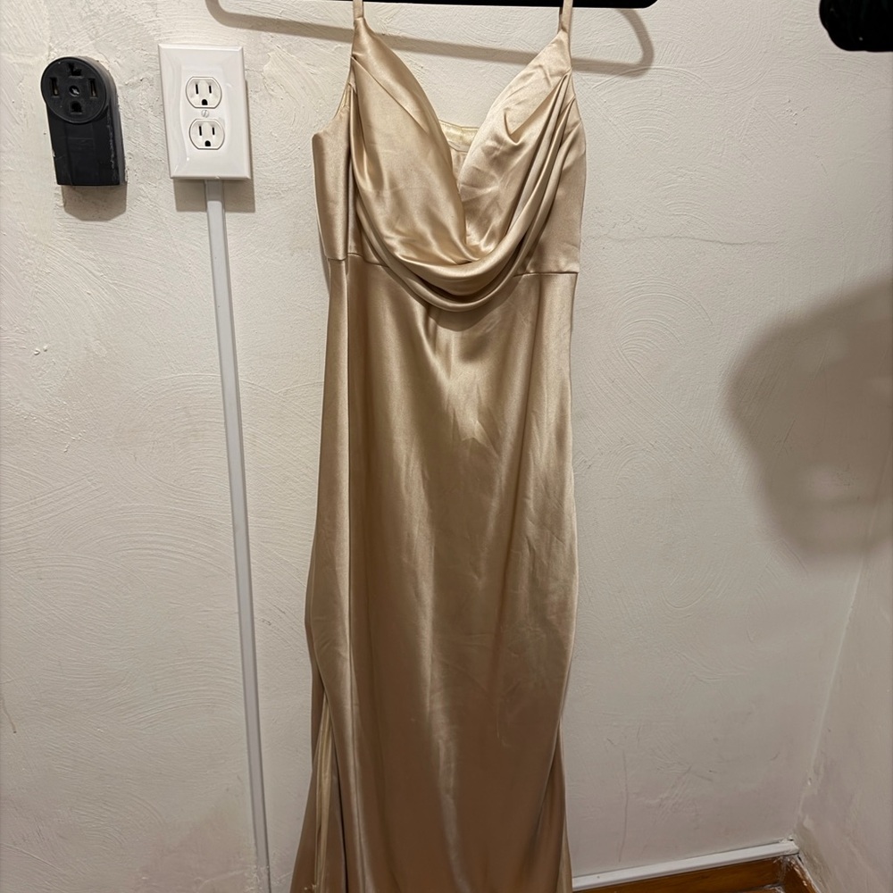 Revelry Skye Satin Dress - Gold Champagne